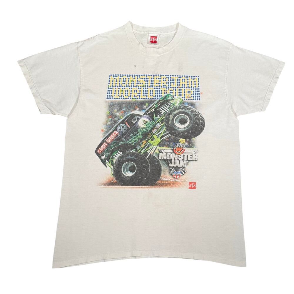 Vintage Monster Jam Grave Digger T Shirt Mens Large Double Sided USA Distressed